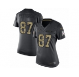 Women's Nike Detroit Lions #87 Brandon Pettigrew Limited Black 2016 Salute to Service NFL Jersey