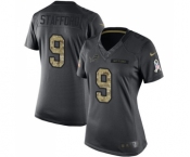 Women's Nike Detroit Lions #9 Matthew Stafford Limited Black 2016 Salute to Service NFL Jersey