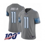 Youth Detroit Lions #11 Marvin Jones Jr Limited Steel Rush Vapor Untouchable 100th Season Football Jersey