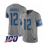 Youth Detroit Lions #12 Danny Amendola Limited Gray Inverted Legend 100th Season Football Jersey