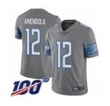 Youth Detroit Lions #12 Danny Amendola Limited Steel Rush Vapor Untouchable 100th Season Football Jersey