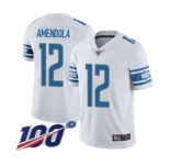 Youth Detroit Lions #12 Danny Amendola White Vapor Untouchable Limited Player 100th Season Football Jersey