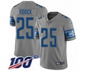 Youth Detroit Lions #25 Theo Riddick Limited Gray Inverted Legend 100th Season Football Jersey
