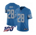 Youth Detroit Lions #28 Quandre Diggs Blue Team Color Vapor Untouchable Limited Player 100th Season Football Jersey