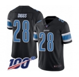 Youth Detroit Lions #28 Quandre Diggs Limited Black Rush Vapor Untouchable 100th Season Football Jersey