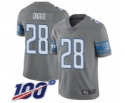 Youth Detroit Lions #28 Quandre Diggs Limited Steel Rush Vapor Untouchable 100th Season Football Jersey