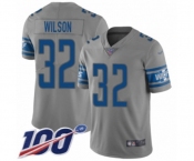 Youth Detroit Lions #32 Tavon Wilson Limited Gray Inverted Legend 100th Season Football Jersey