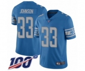 Youth Detroit Lions #33 Kerryon Johnson Blue Team Color Vapor Untouchable Limited Player 100th Season Football Jersey