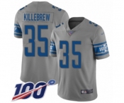 Youth Detroit Lions #35 Miles Killebrew Limited Gray Inverted Legend 100th Season Football Jersey