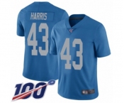 Youth Detroit Lions #43 Will Harris Blue Alternate Vapor Untouchable Limited Player 100th Season Football Jersey