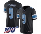 Youth Detroit Lions #9 Matthew Stafford Limited Black Rush Vapor Untouchable 100th Season Football Jersey
