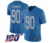 Youth Detroit Lions #90 Trey Flowers Blue Alternate Vapor Untouchable Limited Player 100th Season Football Jersey