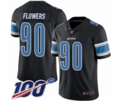 Youth Detroit Lions #90 Trey Flowers Limited Black Rush Vapor Untouchable 100th Season Football Jersey