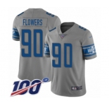 Youth Detroit Lions #90 Trey Flowers Limited Gray Inverted Legend 100th Season Football Jersey