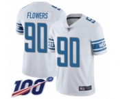 Youth Detroit Lions #90 Trey Flowers White Vapor Untouchable Limited Player 100th Season Football Jersey