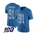Youth Detroit Lions #91 A'Shawn Robinson Blue Alternate Vapor Untouchable Limited Player 100th Season Football Jersey