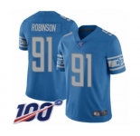 Youth Detroit Lions #91 A'Shawn Robinson Blue Team Color Vapor Untouchable Limited Player 100th Season Football Jersey