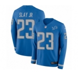 Youth Nike Detroit Lions #23 Darius Slay Limited Blue Therma Long Sleeve NFL Jersey