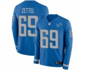 Youth Nike Detroit Lions #69 Anthony Zettel Limited Blue Therma Long Sleeve NFL Jersey