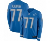 Youth Nike Detroit Lions #77 Frank Ragnow Limited Blue Therma Long Sleeve NFL Jersey
