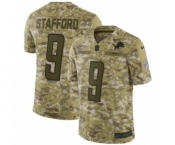 Youth Nike Detroit Lions #9 Matthew Stafford Limited Camo 2018 Salute to Service NFL Jersey