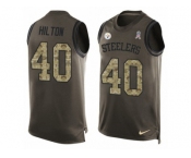 Men Nike Pittsburgh Steelers #40 Mike Hilton Limited Green Salute to Service Tank Top NFL Jersey