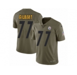 Men Nike Pittsburgh Steelers #77 Marcus Gilbert Limited Olive 2017 Salute to Service NFL Jersey
