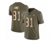 Men Nike Pittsburgh Steelers #81 Jesse James Limited Olive Gold 2017 Salute to Service NFL Jersey