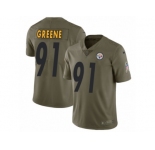 Men Nike Pittsburgh Steelers #91 Kevin Greene Limited Olive 2017 Salute to Service NFL Jersey
