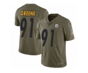 Men Nike Pittsburgh Steelers #91 Kevin Greene Limited Olive 2017 Salute to Service NFL Jersey