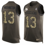 Men's Nike Pittsburgh Steelers #13 James Washington Limited Green Salute to Service Tank Top NFL Jersey