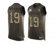 Men's Nike Pittsburgh Steelers #19 JuJu Smith-Schuster Limited Green Salute to Service Tank Top NFL Jersey