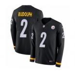 Men's Nike Pittsburgh Steelers #2 Mason Rudolph Limited Black Therma Long Sleeve NFL Jersey