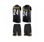 Men's Nike Pittsburgh Steelers #24 Coty Sensabaugh Limited Black Tank Top Suit NFL Jersey