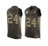 Men's Nike Pittsburgh Steelers #24 Justin Gilbert Limited Green Salute to Service Tank Top NFL Jersey