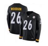 Men's Nike Pittsburgh Steelers #26 Rod Woodson Limited Black Therma Long Sleeve NFL Jersey