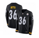 Men's Nike Pittsburgh Steelers #36 Jerome Bettis Limited Black Therma Long Sleeve NFL Jersey