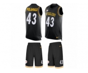 Men's Nike Pittsburgh Steelers #43 Troy Polamalu Limited Black Tank Top Suit NFL Jersey
