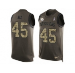 Men's Nike Pittsburgh Steelers #45 Roosevelt Nix Limited Green Salute to Service Tank Top NFL Jersey