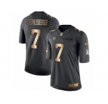 Men's Nike Pittsburgh Steelers #7 Ben Roethlisberger Limited Black Gold Salute to Service NFL Jersey