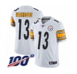 Men's Pittsburgh Steelers #13 James Washington White Vapor Untouchable Limited Player 100th Season Football Jersey