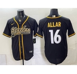 Men's Pittsburgh Steelers #16 Drew Allar Black With Patch Cool Base Stitched Baseball Jersey