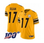 Men's Pittsburgh Steelers #17 Joe Gilliam Limited Gold Inverted Legend 100th Season Football Jersey
