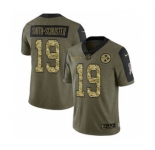 Men's Pittsburgh Steelers #19 JuJu Smith-Schuster 2021 Olive Camo Salute To Service Limited Stitched Football Jersey