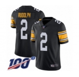 Men's Pittsburgh Steelers #2 Mason Rudolph Black Alternate Vapor Untouchable Limited Player 100th Season Football Jersey