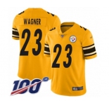 Men's Pittsburgh Steelers #23 Mike Wagner Limited Gold Inverted Legend 100th Season Football Jersey