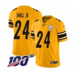 Men's Pittsburgh Steelers #24 Benny Snell Jr. Limited Gold Inverted Legend 100th Season Football Jersey
