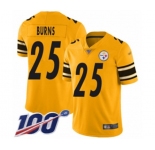 Men's Pittsburgh Steelers #25 Artie Burns Limited Gold Inverted Legend 100th Season Football Jersey