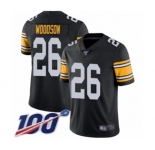 Men's Pittsburgh Steelers #26 Rod Woodson Black Alternate Vapor Untouchable Limited Player 100th Season Football Jersey