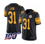 Men's Pittsburgh Steelers #31 Justin Layne Limited Black Rush Vapor Untouchable 100th Season Football Jersey